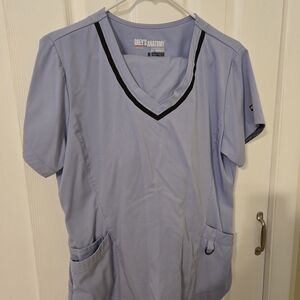 Grey's Anatomy Purple Scrub Top with Black Accents